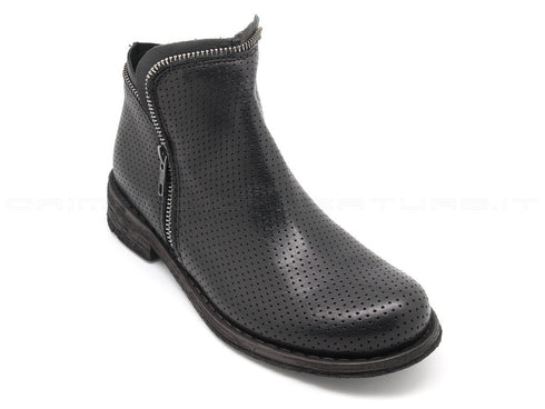 Felmini stivaletti 2 zip microforati donna nero