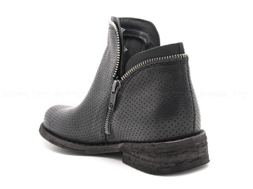Felmini stivaletti 2 zip microforati donna nero