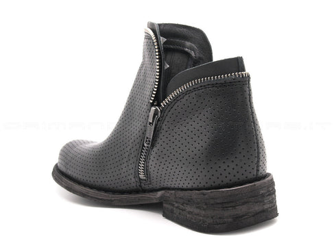 Felmini stivaletti 2 zip microforati donna nero