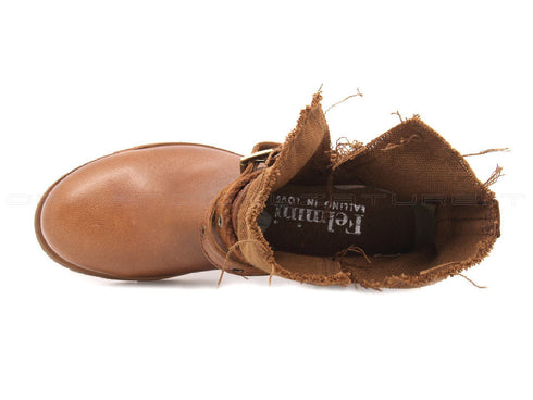 Felmini stivaletti biker con cinturini donna cuoio