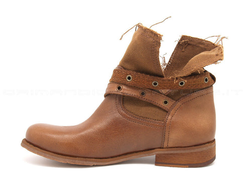 Felmini stivaletti biker con cinturini donna cuoio