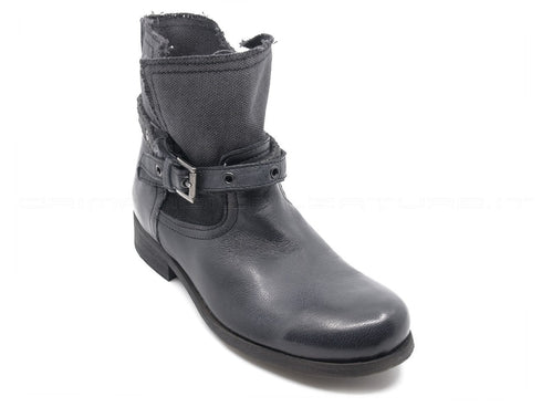 Felmini stivaletti biker con cinturini donna nero