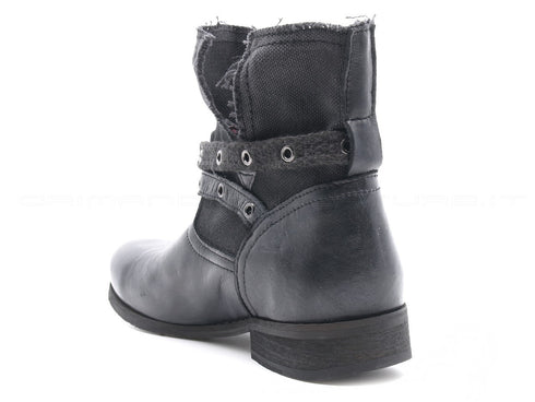 Felmini stivaletti biker con cinturini donna nero