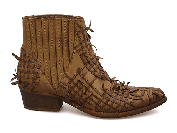 Felmini stivaletti texani primavera estate pelle marrone C959