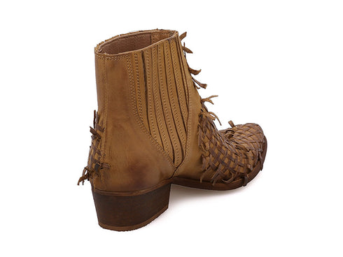 Felmini Western boots leather ankle boots with weave