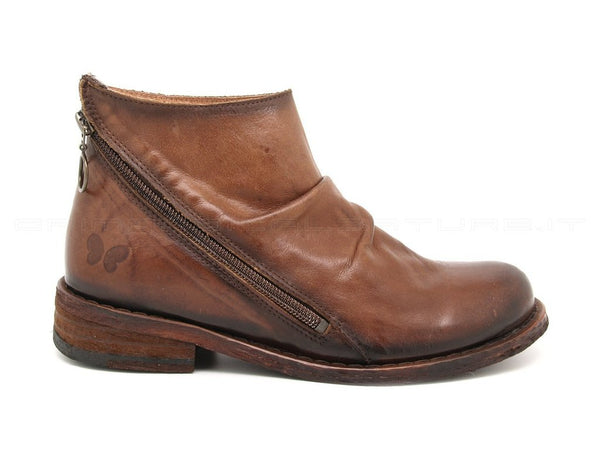 Felmini stivaletto con zip esterna donna cuoio