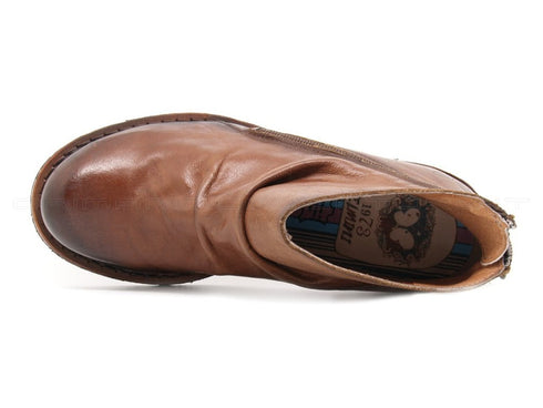 Felmini stivaletto con zip esterna donna cuoio