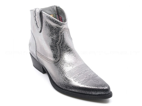 Felmini stivaletti texani pelle bago donna argento
