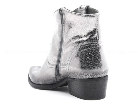 Felmini stivaletti texani pelle bago donna argento