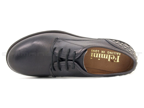 Felmini scarpe stringate con borchie donna nero