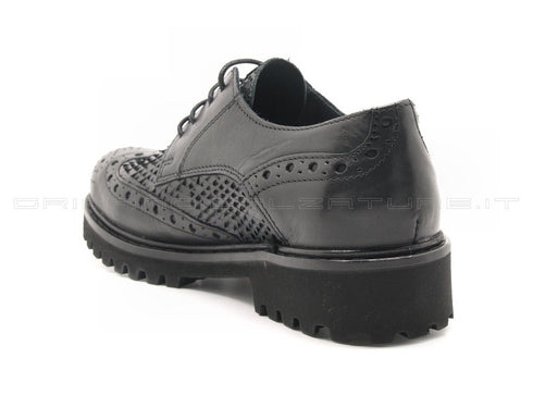 Felmini scarpe derby stringate donna nero