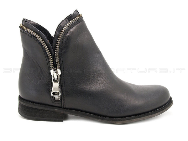 Felmini stivaletti con 2 zip donna nero