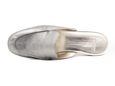 Frau sabot pelle laminata donna argento