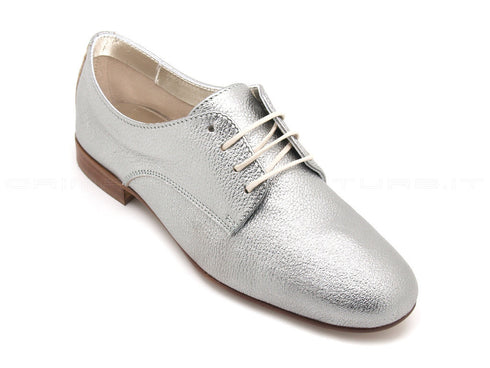 Frau stringate in pelle laminata donna argento