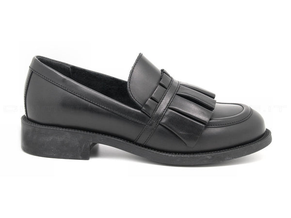 Frau mocassini con frangia donna nero