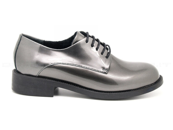 Frau scarpe derby pelle reflex donna argento