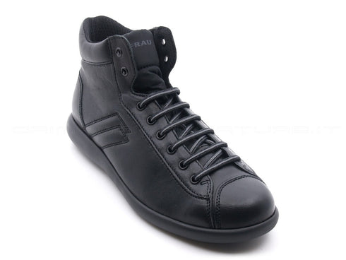 Frau uomo polacchini pelle uomo nero