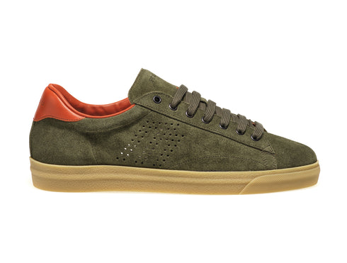 Frau uomo sneakers basse stringate in camoscio verde 26B1-SIEPE