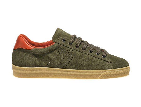 Frau uomo sneakers basse stringate in camoscio verde 26B1-SIEPE