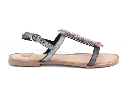 Gioseppo sandali bassi con applicazioni donna argento