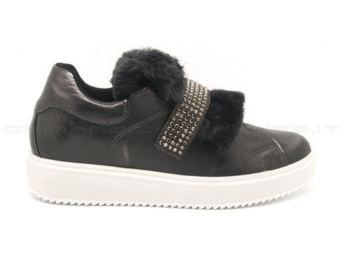 Igi & co slip on con pelliccia donna grigio