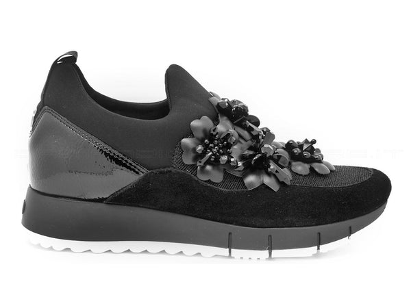 Liu jo slip-on lurex con fiori applicati donna nero