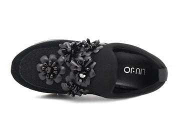 Liu jo slip-on lurex con fiori applicati donna nero