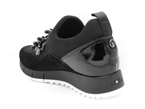 Liu jo slip-on lurex con fiori applicati donna nero