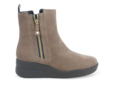 Melluso stivaletti zip zeppa comfort camoscio beige taupe R25611B-218662