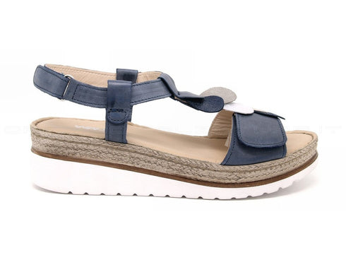 Melluso walk sandali strappo zeppa donna blu