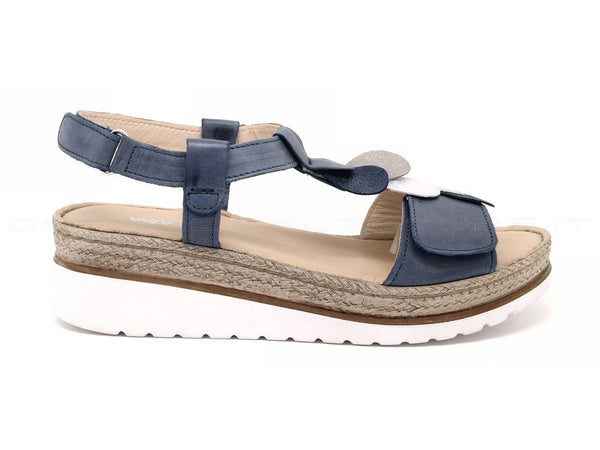 Melluso walk sandali strappo zeppa donna blu