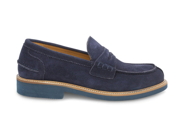 Melluso uomo mocassino con fascetta in camoscio blu U0890B-211674