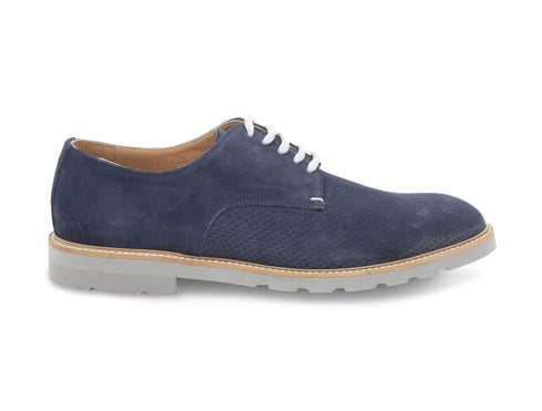 Melluso uomo scarpe derby lacci in camoscio blu U0909B-211956