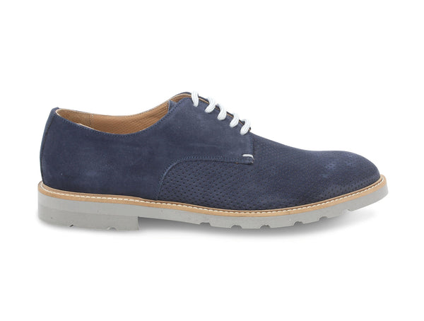 Melluso uomo scarpe derby lacci in camoscio blu U0909B-211956