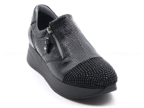 Melluso walk scarpe accollate con zip donna nero