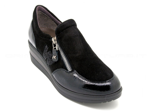 Melluso walk scarpe accollate con zip donna nero