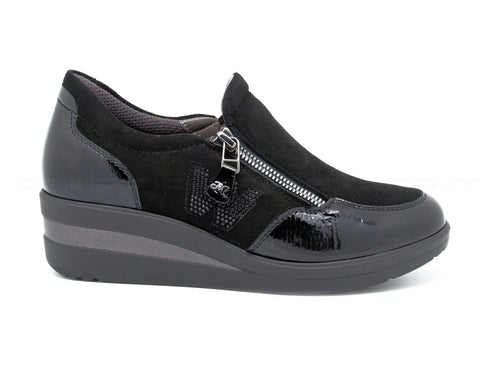 Melluso walk scarpe accollate con zip donna nero