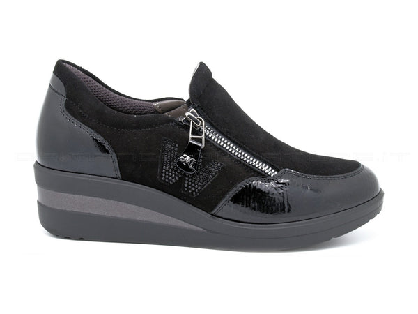 Melluso walk scarpe accollate con zip donna nero