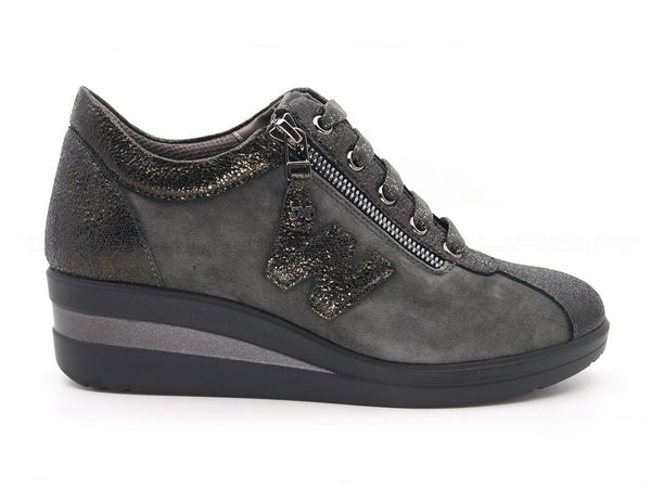 Melluso walk scarpe stringate con zip donna grigio