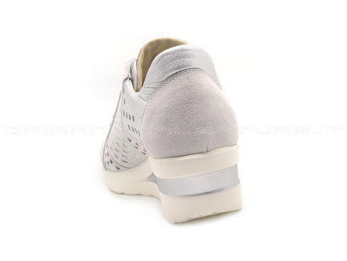 Melluso walk stringate con zeppa donna argento