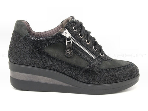 Melluso walk scarpe stringate con zip donna nero