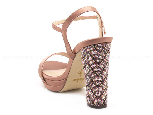 Menbur sandali raso con applicazioni donna rosa