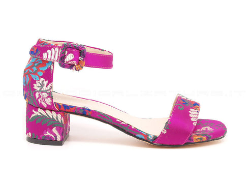 Menbur sandalo con tessuto floreale donna fuxia