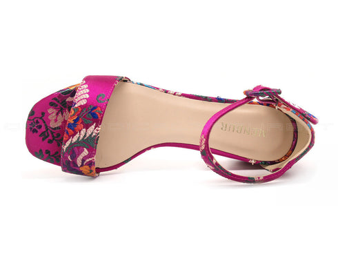 Menbur sandalo con tessuto floreale donna fuxia