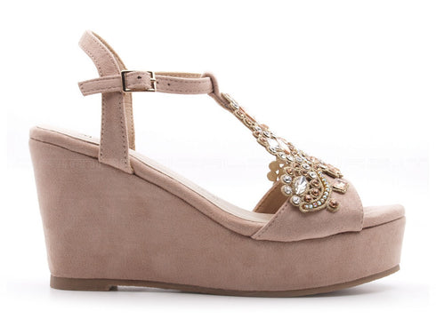 Menbur sandali con zeppa alta donna rosa