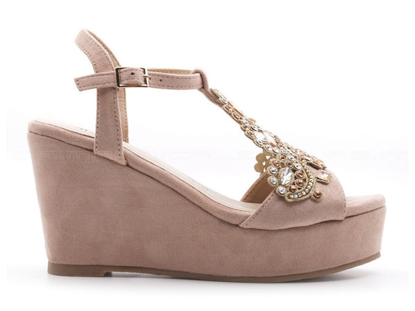 Menbur sandali con zeppa alta donna rosa