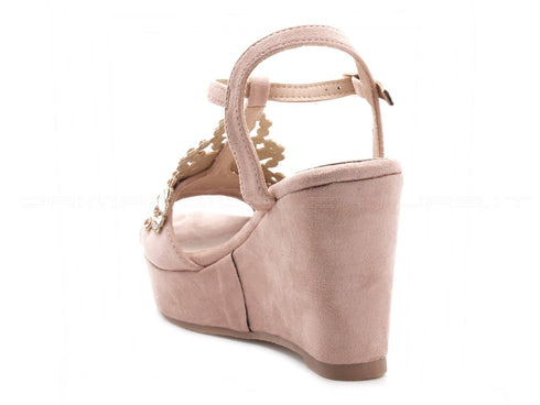 Menbur sandali con zeppa alta donna rosa