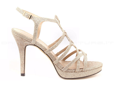 Menbur sandalo cerimonia glitter oro donna oro