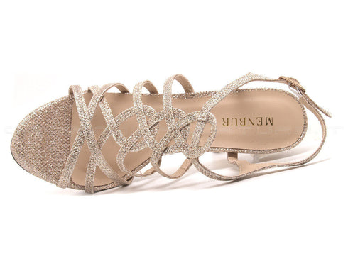 Menbur sandalo cerimonia glitter oro donna oro