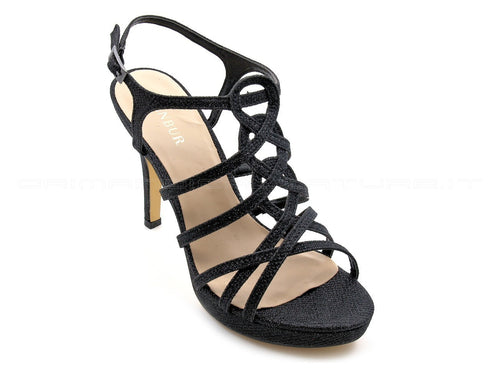 Menbur sandalo cerimonia glitter donna nero